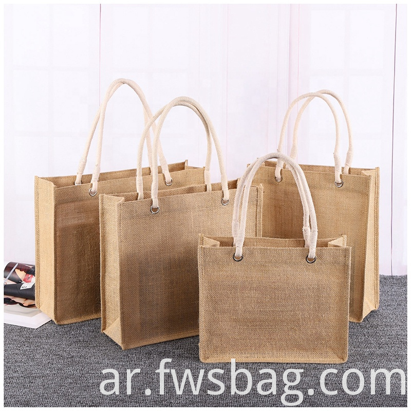 Eco Custom Print Logo Tote Bags Groceries Delivery Burlap Flax Natural Jute Shopping Bag Printed1